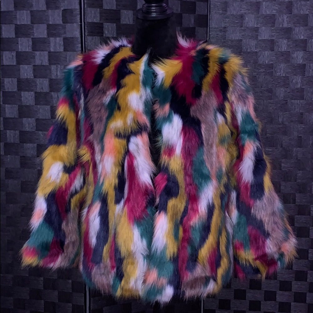 Multicolor Faux Fur Jacket